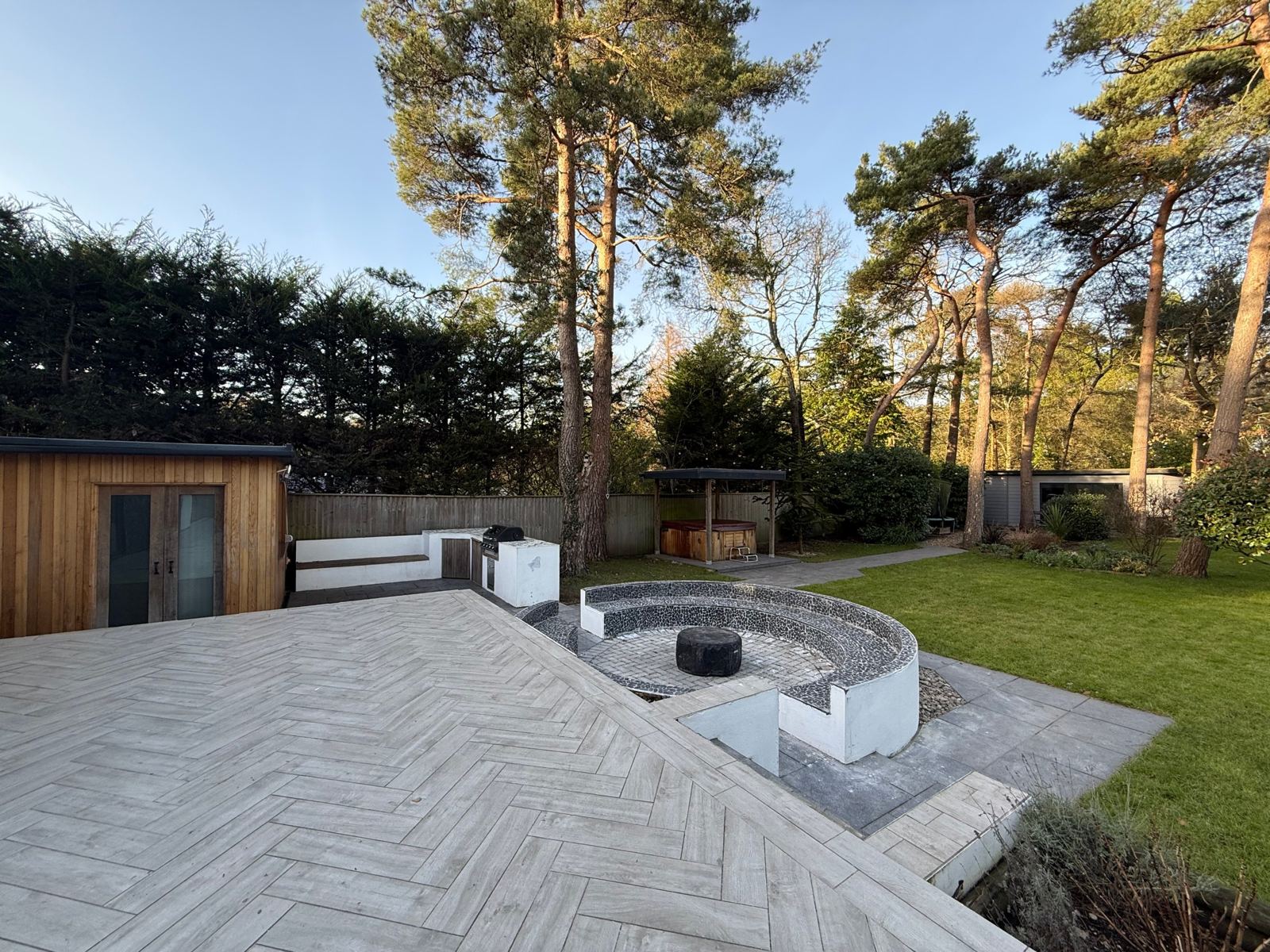 Sunken fire pit and garden